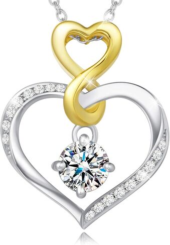Agvana Birthstone Necklace Valentines Day Gifts for Women Sterling Silver Genuine or Created Gemstone Infinity Love Heart Pendant Necklace Anniversary Birthday Gifts for Women Girls Mom Wife Daughter Her in Kuwait
