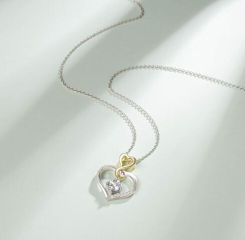 Agvana Birthstone Necklace Valentines Day Gifts for Women Sterling Silver Genuine or Created Gemstone Infinity Love Heart Pendant Necklace Anniversary Birthday Gifts for Women Girls Mom Wife Daughter Her in Kuwait