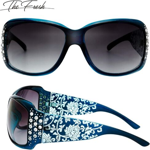 The Fresh Trendy Classic Women Hot Fashion Rhinestones Sunglasses with Gift Box in Kuwait