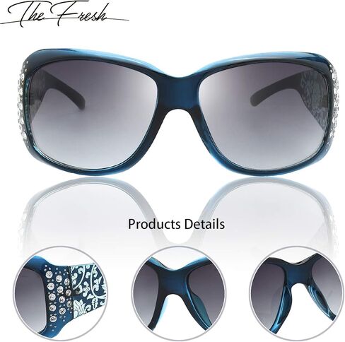 The Fresh Trendy Classic Women Hot Fashion Rhinestones Sunglasses with Gift Box in Kuwait
