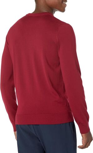 Lacoste Men's Crew Neck Merino Wool Sweater, Bordeaux, Medium in Saudi Arabia