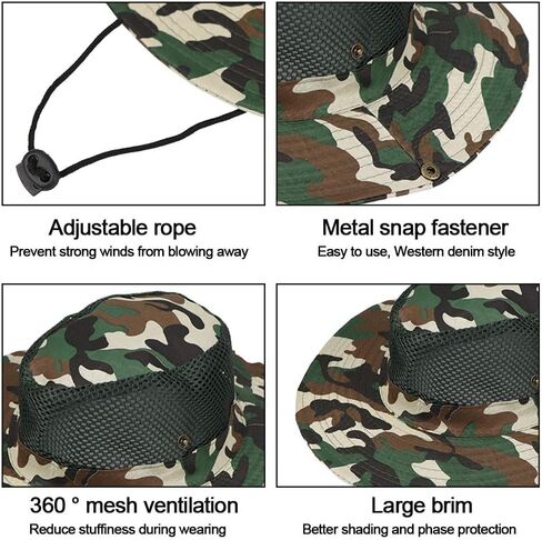 Wide Brim Sun Hat for Men Women, Unisex Outdoor Bucket Hat Breathable Mesh Cap for Travel Beach Hiking Fishing, As the Pictures Show, One size in Kuwait