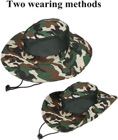 Wide Brim Sun Hat for Men Women, Unisex Outdoor Bucket Hat Breathable Mesh Cap for Travel Beach Hiking Fishing, As the Pictures Show, One size in Kuwait