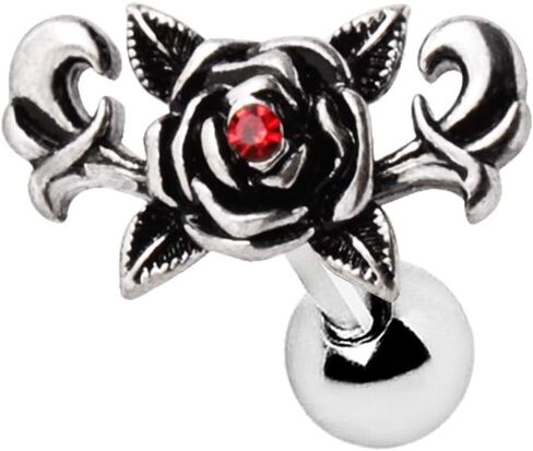 Pierced Owl 316L Stainless Steel Gothic Rose Cartilage Barbell Earring in Saudi Arabia