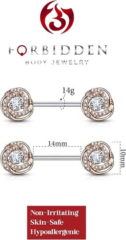 Forbidden Body Jewelry Ultra Glam CZ Swirl Halo Frame Surgical Steel Nipple Barbells in Saudi Arabia