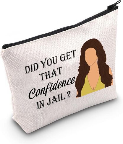 LEVLO Housewives Jail Gifts Did You Get That Confidence In Jail Makeup Bags Housewives Party Travel Bags Mother Gifts（Confidence In Jail） in Saudi Arabia