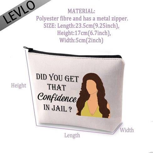 LEVLO Housewives Jail Gifts Did You Get That Confidence In Jail Makeup Bags Housewives Party Travel Bags Mother Gifts（Confidence In Jail） in Saudi Arabia