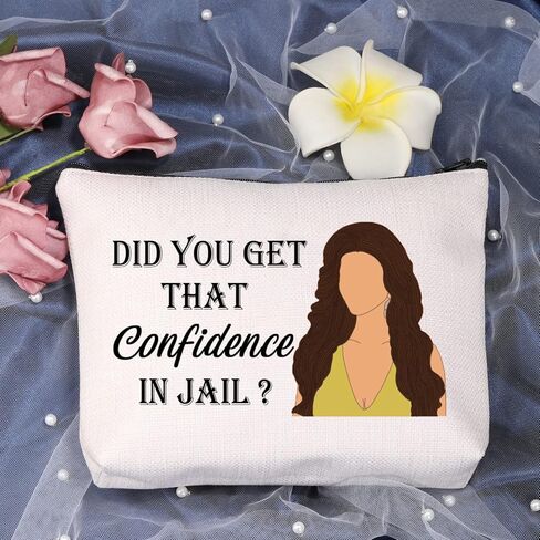 LEVLO Housewives Jail Gifts Did You Get That Confidence In Jail Makeup Bags Housewives Party Travel Bags Mother Gifts（Confidence In Jail） in Saudi Arabia