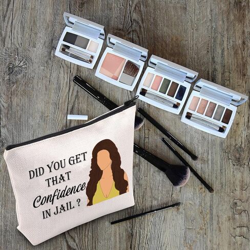 LEVLO Housewives Jail Gifts Did You Get That Confidence In Jail Makeup Bags Housewives Party Travel Bags Mother Gifts（Confidence In Jail） in Saudi Arabia