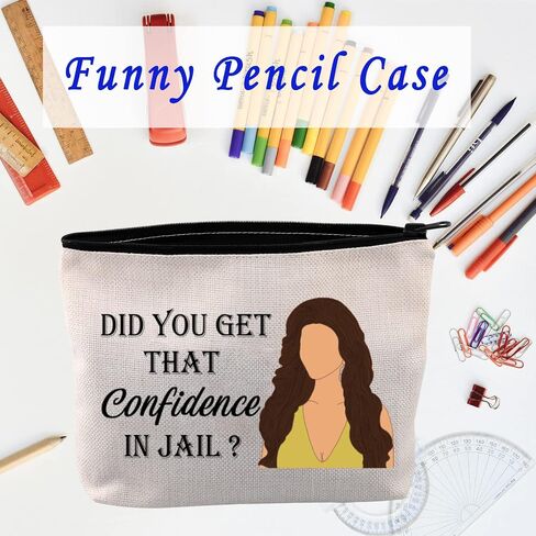 LEVLO Housewives Jail Gifts Did You Get That Confidence In Jail Makeup Bags Housewives Party Travel Bags Mother Gifts（Confidence In Jail） in Saudi Arabia