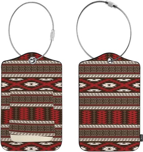 EKOBLA ملصق حقيبة بنمط عرقي على الطراز الأصلي على الطراز الأمريكي Aztec علامة حقيبة لحقائب السفر ملصق معرف جلدي مع حلقة من الفولاذ المقاوم للصدأ in Kuwait