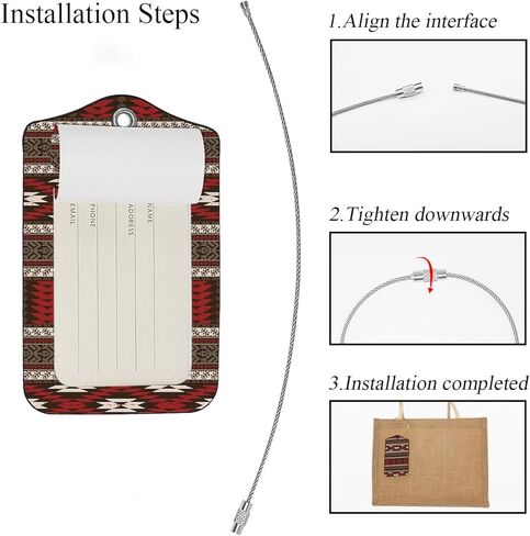 EKOBLA ملصق حقيبة بنمط عرقي على الطراز الأصلي على الطراز الأمريكي Aztec علامة حقيبة لحقائب السفر ملصق معرف جلدي مع حلقة من الفولاذ المقاوم للصدأ in Kuwait