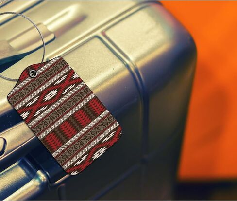 EKOBLA ملصق حقيبة بنمط عرقي على الطراز الأصلي على الطراز الأمريكي Aztec علامة حقيبة لحقائب السفر ملصق معرف جلدي مع حلقة من الفولاذ المقاوم للصدأ in Kuwait