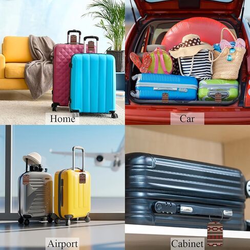 EKOBLA ملصق حقيبة بنمط عرقي على الطراز الأصلي على الطراز الأمريكي Aztec علامة حقيبة لحقائب السفر ملصق معرف جلدي مع حلقة من الفولاذ المقاوم للصدأ in Kuwait