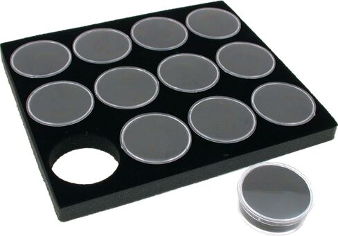 12 Gem Stone Jars Display Black Foam Tray Travel Insert in Saudi Arabia
