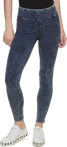 DKNY Women's Stretchy Everyday Mid Rise Logo Leggings in Saudi Arabia