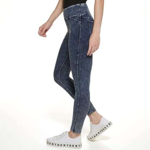 DKNY Women's Stretchy Everyday Mid Rise Logo Leggings in Saudi Arabia