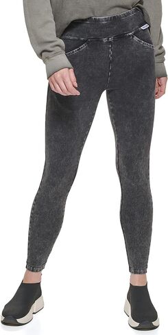 DKNY Women's Stretchy Everyday Mid Rise Logo Leggings in Saudi Arabia