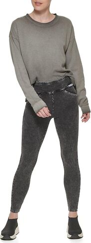 DKNY Women's Stretchy Everyday Mid Rise Logo Leggings in Saudi Arabia