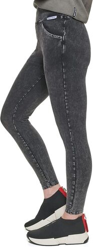 DKNY Women's Stretchy Everyday Mid Rise Logo Leggings in Saudi Arabia