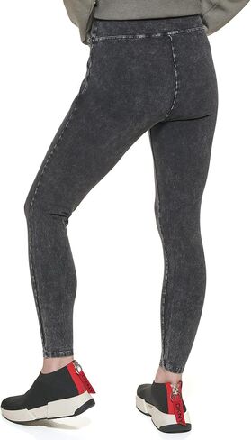 DKNY Women's Stretchy Everyday Mid Rise Logo Leggings in Saudi Arabia