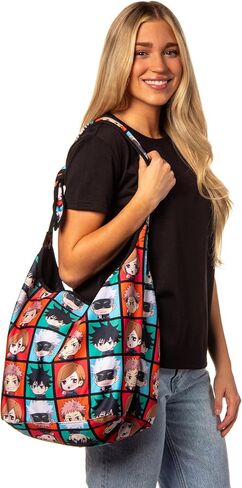Jujutsu Kaisen Chibi Character Blocks Shoulder Crossbody Hobo Bag Adjustable Strap, Multicolored, One size in Kuwait