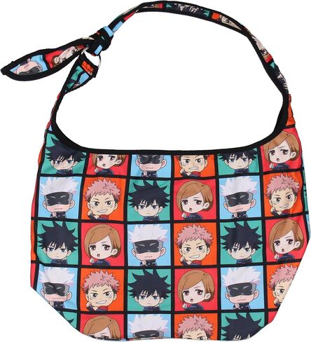 Jujutsu Kaisen Chibi Character Blocks Shoulder Crossbody Hobo Bag Adjustable Strap, Multicolored, One size in Kuwait