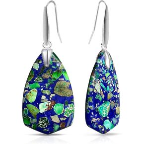 MYLYAHY أقراط متدلية من الأحجار الكريمة الطبيعية الأصلية، قطرة الماء الفاخرة النادرة والشفاء من رواسب البحر جاسبر واليشب الإمبراطوري والفيروز أقراط متدلية من حجر الفيروز، السلام الداخلي للتأمل والتوازن الأرضي والصحة العقلية الطبيعية من حجر الكوارتز الكريس in Kuwait