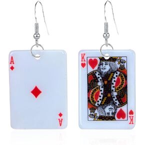 GBAHFY Acrylic Playing Card Earrings Poker Drop Earrings Charms Fashion Leisure Casino Games Style Hip Hop Jewellery Earring for Women Girls Party in Kuwait