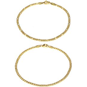 Hermah 2 قطعة خلخال مجموعة للنساء الفتيات 3 مللي متر حبل من الفولاذ المقاوم للصدأ كبح فيجارو مارينار سلسلة خلخال طول 10 بوصة in Kuwait