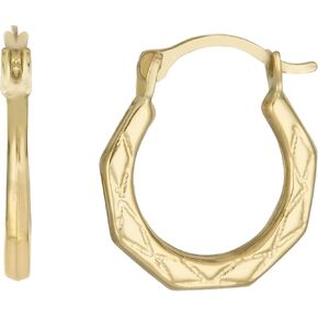 أقراط دائرية من الذهب الخالص عيار 14 قيراط بقفل فرنسي ملكي، 12 ملم in Kuwait