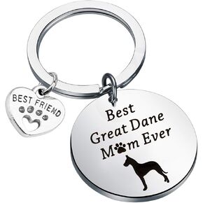 FUSTMW Great Dane Lover Gifts Best Great Dane Mom Ever Keychain Great Dane Mom Gifts for Dog Owners
