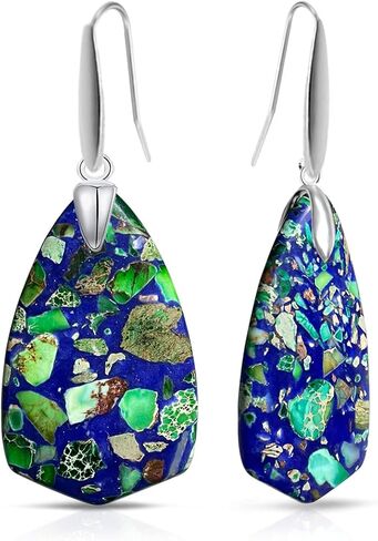 MYLYAHY أقراط متدلية من الأحجار الكريمة الطبيعية الأصلية، قطرة الماء الفاخرة النادرة والشفاء من رواسب البحر جاسبر واليشب الإمبراطوري والفيروز أقراط متدلية من حجر الفيروز، السلام الداخلي للتأمل والتوازن الأرضي والصحة العقلية الطبيعية من حجر الكوارتز الكريس in Kuwait