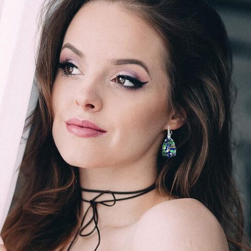 MYLYAHY أقراط متدلية من الأحجار الكريمة الطبيعية الأصلية، قطرة الماء الفاخرة النادرة والشفاء من رواسب البحر جاسبر واليشب الإمبراطوري والفيروز أقراط متدلية من حجر الفيروز، السلام الداخلي للتأمل والتوازن الأرضي والصحة العقلية الطبيعية من حجر الكوارتز الكريس in Kuwait