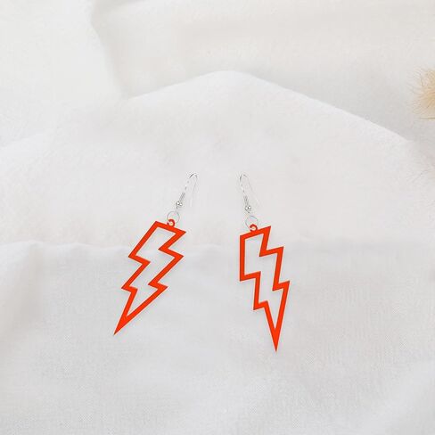 Anmpab 80s Neon Earrings Halloween Lightning Bolt Earrings Retro Acrylic Drop Dangle for Women Girls 80's Party Holiday Halloween in Kuwait