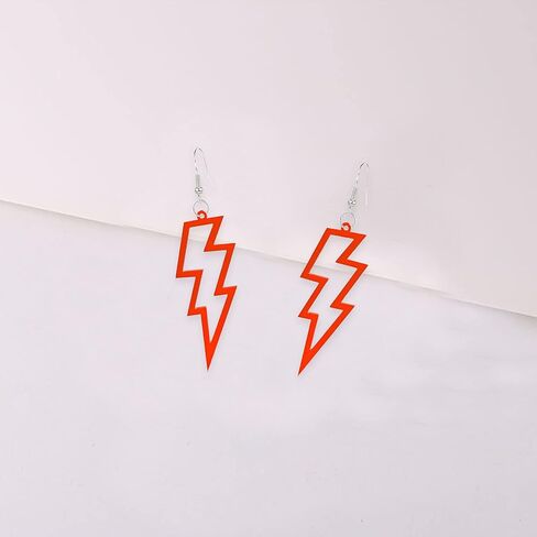 Anmpab 80s Neon Earrings Halloween Lightning Bolt Earrings Retro Acrylic Drop Dangle for Women Girls 80's Party Holiday Halloween in Kuwait