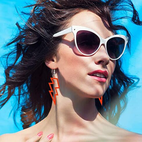 Anmpab 80s Neon Earrings Halloween Lightning Bolt Earrings Retro Acrylic Drop Dangle for Women Girls 80's Party Holiday Halloween in Kuwait