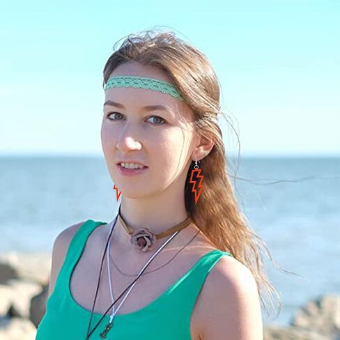 Anmpab 80s Neon Earrings Halloween Lightning Bolt Earrings Retro Acrylic Drop Dangle for Women Girls 80's Party Holiday Halloween in Kuwait