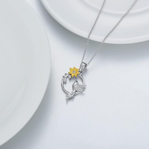 LWXIE Diamond Hummingbird Necklace 925 Sterling Silver Hummingbird Circle Pendant Necklace Diamond Jewelry Gifts for Women Girls Wife Girlfriend in Saudi Arabia