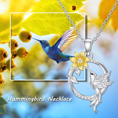 LWXIE Diamond Hummingbird Necklace 925 Sterling Silver Hummingbird Circle Pendant Necklace Diamond Jewelry Gifts for Women Girls Wife Girlfriend in Saudi Arabia