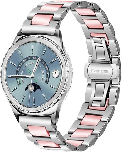 Juntan أسود لامع بني أزرق أخضر وردي درجتين 20 ملم 22 ملم فضي من الفولاذ المقاوم للصدأ سيراميك بسوار للرجال والنساء حزام ساعة معدني مع مشبك قابل للطي على شكل فراشة in Kuwait