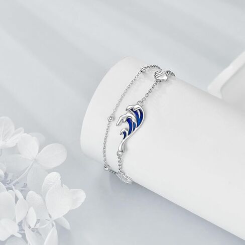 AOBOCO Anklet for Women Sterling Silver Adjustable Foot Starfish Wave Shell Layered Ankle Anklets Ocean Beach Jewelry Halloween Gifts for women Girls in Kuwait