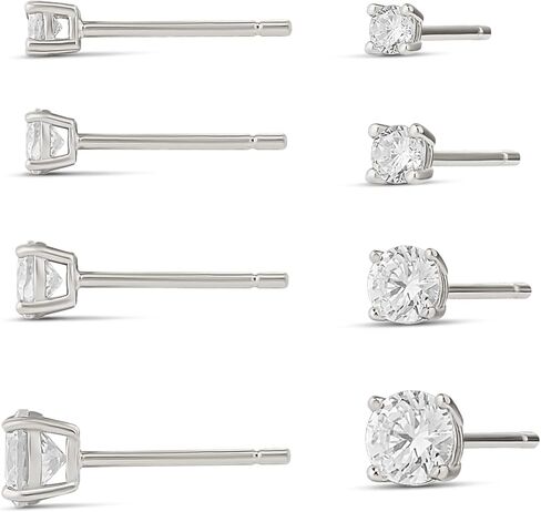 Amazon Essentials 14K Gold Plated Sterling Silver Round or Princess Cut Cubic Zirconia Stud Earring Set in Saudi Arabia