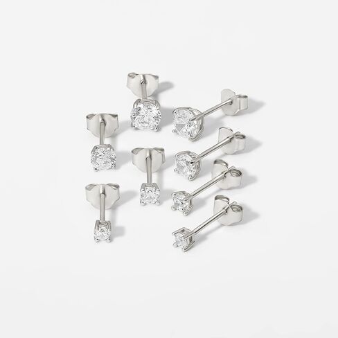 Amazon Essentials 14K Gold Plated Sterling Silver Round or Princess Cut Cubic Zirconia Stud Earring Set in Saudi Arabia