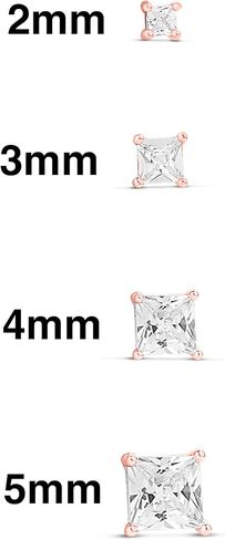 Amazon Essentials 14K Gold Plated Sterling Silver Round or Princess Cut Cubic Zirconia Stud Earring Set in Saudi Arabia