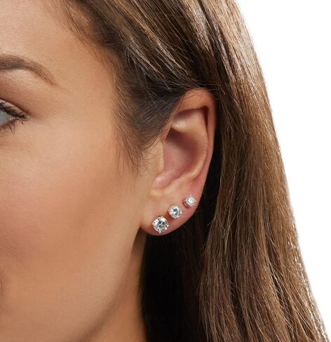Amazon Essentials 14K Gold Plated Sterling Silver Round or Princess Cut Cubic Zirconia Stud Earring Set in Saudi Arabia