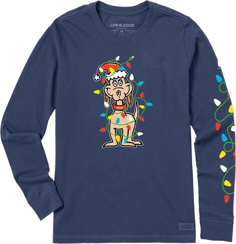 Life is Good Max Merry Woofmas Cotton Tee, Shortsleeve Graphic Crew Neck T-Shirt in Kuwait
