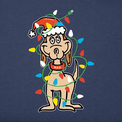Life is Good Max Merry Woofmas Cotton Tee, Shortsleeve Graphic Crew Neck T-Shirt in Kuwait