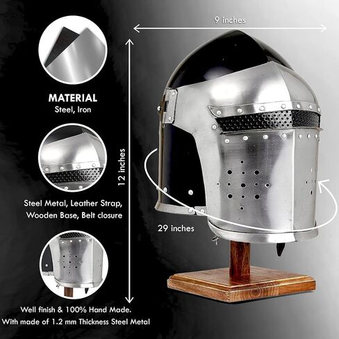 Bhartiya Handicrafts Medieval Replicas Barbuta Helmet Armour Helmet Roman Knight Helmets with Inner Liner, Props & Costumes Play Helm for Larps, Halloween Costume Props in Kuwait