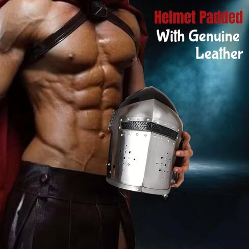 Bhartiya Handicrafts Medieval Replicas Barbuta Helmet Armour Helmet Roman Knight Helmets with Inner Liner, Props & Costumes Play Helm for Larps, Halloween Costume Props in Kuwait